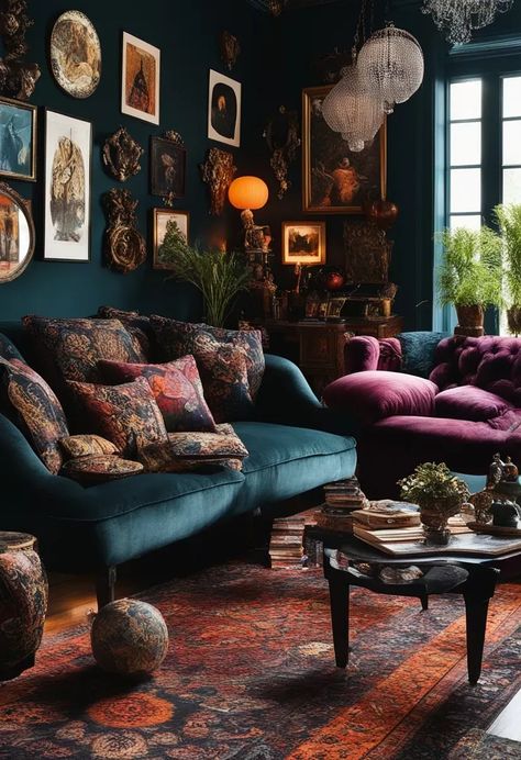 Unleash Your Creativity: Eclectic Maximalism, Dark Boho, and Dark Maximalism Home Decor Ideas | by PrimePicks | Jun, 2024 | Medium #Embracing #Eclectic #Charm #Transforming #Your #Apartment #into #an #Eclectic #Oasis #HomeInspiration #Garden #Kitchens #HomeStyle #InteriorInspo Vintage Maximalist Decor, Korean Bedroom, Maximalist Living Room, Maximalist Interior Design, Maximalist Interior, Eclectic Living Room, Maximalist Decor, Apartment Decor Inspiration, Home Cinema