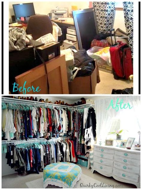 DIY a walk-in-closet on a budget! Organised House, Bedroom Turned Closet, Closet On A Budget, Spare Room Closet, Spare Bedroom Closets, Ashley Walters, Organised Life, Closet Diy, Minimalist Dekor