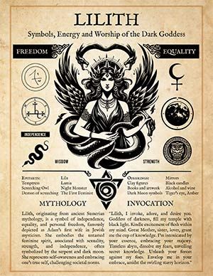 Lilith: Symbols, Energy and Worship of the Dark Goddess – Spells8 Lilith Offering Herbs, Lilith Mother Of Demons, Lilith Black Moon Tattoo, Lillith Tattoos Symbol, Lilith Snake, Lilith Tattoo Meaning, In A World Full Of Eves Be A Lilith, Sigil For Lilith, Lilith Deity Witchcraft