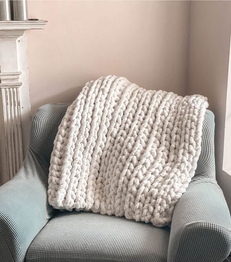 How To Make Jumbo Yarn Blanket Crochet Pattern Online | JOANN Jumbo Yarn Patterns, Jumbo Yarn Blanket, Crochet Bed Runner, Jumbo Knit Blanket, Chunky Crochet Throw, Chunky Yarn Crochet Pattern, Chunky Yarn Crochet, Crochet Bed, Crochet Blanket Ideas