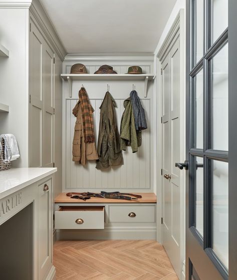 Tom Howley Kitchens, Boot Room Utility, Tom Howley, Blue Kitchen Designs, Narrow Laundry Room, Stunning Hairstyles, Property Design, Country Style Kitchen, Hallway Storage