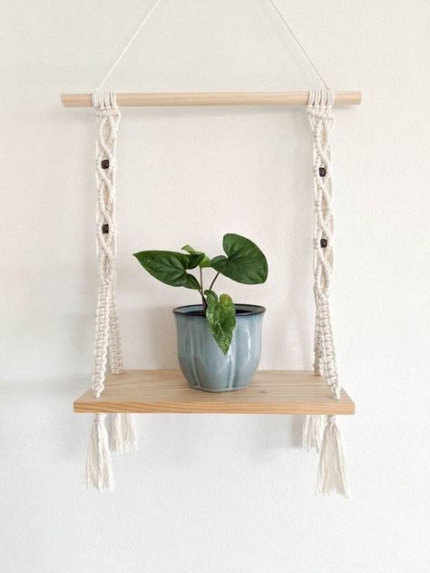 Owl Gifts For Her, Macrame Hanging Shelf, Macrame Owl, Air Plant Terrarium, Rope Shelves, Macrame Plant Holder, Hanging Shelf, Owl Decor, Macrame Hanging