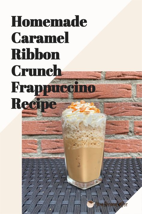 Frappachino Recipe, Caramel Ribbon Crunch Frappuccino, Ribbon Crunch Frappuccino, Salted Caramel Mocha Frappuccino, Caramel Ribbon Crunch, Homemade Frappuccino, Salted Caramel Mocha, Frappe Recipe, Caramel Frappuccino