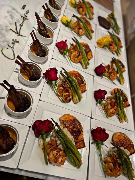 Husband Appreciation Dinner, Plated Wedding Food, Wedding Food Plated Dinner, Wedding Dinner Plate Food, Wedding Plated Meals, Wedding Plated Dinner Ideas, Wedding Dinner Ideas Food Plated, Elegant Party Food Ideas, Plated Wedding Dinner Ideas