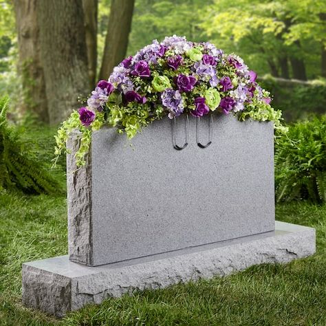 "Buy the FloraCraft® Floral Tombstone Hugger Green at Michaels. com. Create beautiful, memorial arrangements using the FloraCraft Floral Tombstone Hugger. Create%20beautiful%2C%20memorial%20arrangements%20using%20the%20FloraCraft%20Floral%20Tombstone%20Hugger.%20It%20comes%20with%20FloraCraft%20FloraF%C5%8DM%20pre-attached%20that%20is%20now%20made%20with%20recycled%20plastic%21%20FloraF%C5%8DM%20is%20great%20for%20holding%20artificial%20flower%20stems%2C%20heavy-stemmed%20naturals%20%28like%20br Memorial Arrangements, Headstones Decorations, Casket Flowers, Gravesite Decorations, Memorial Day Decorations, Grave Flowers, Cemetery Decorations, Grave Decorations, Diy Arrangements