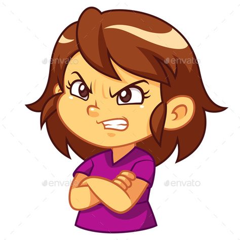 Angry Girl Expression Angry Girl Drawing, Angry Person Drawing, Annoyed Cartoon, Angry Drawing, Angry Illustration, Brunette Cartoon, Geeky Boy, Angry Cartoon, Angry Expression