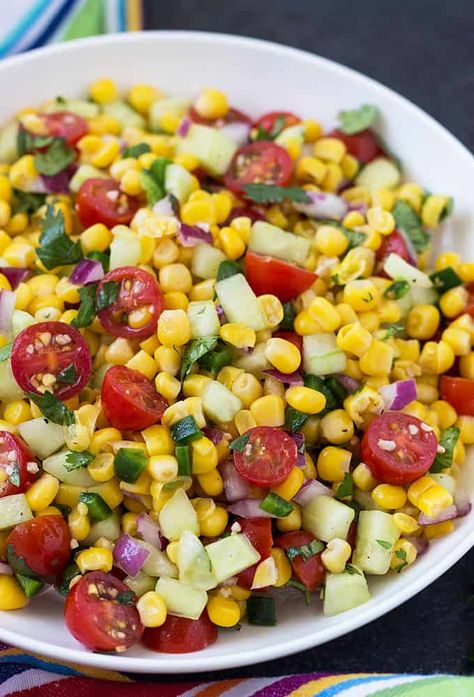 Corn, Tomato and Cucumber Salad | The Blond Cook Corn And Tomato Salad, Tomato And Cucumber Salad, Cucumber And Tomato Salad, Corn Tomato Salad, Corn And Tomato, Tomato And Cucumber, Cucumber And Tomato, Tomato Salad Recipe, Corn Salad Recipes