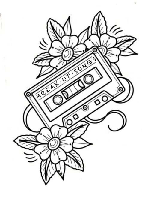 American Traditional Cassette Tattoo, Traditional Cassette Tattoo, Casette Drawings, Casette Tape Tattoo, Jukebox Tattoo, Cassette Tape Drawing, Cassette Tape Tattoo, Record Player Tattoo, Cassette Tattoo