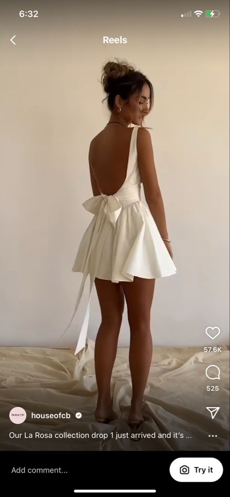 Short Wedding Rehearsal Dress, A Line Reception Dress, Gala Mini Dress, Short Fancy White Dress, Bow Reception Dress, Reception Dress Wedding Short, Bride Dance Dress, Silk Wedding Reception Dress, Low Back Short Dress