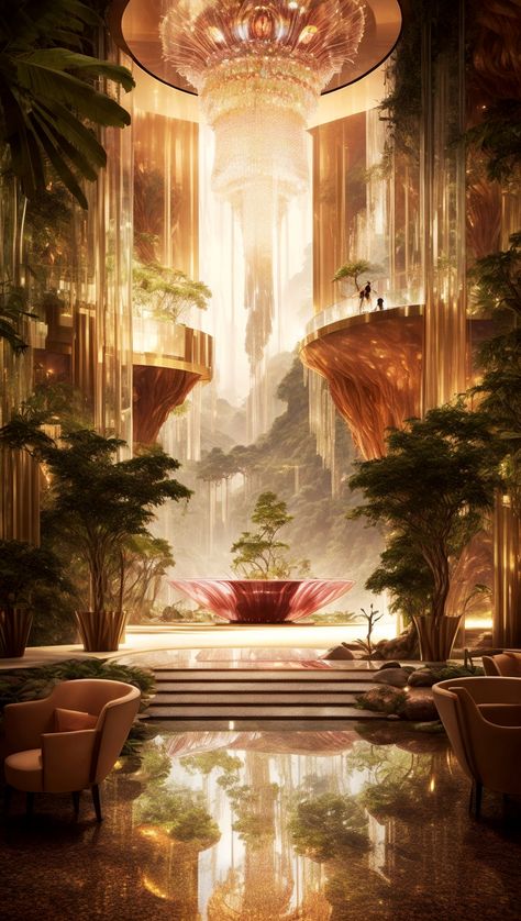 Chinese Palace Fantasy Art, Airship Art, Atrium Design, Unique Floor Plans, Anime City, Modern Villa Design, Design Your Own Home, Scenery Background, In And Out Movie