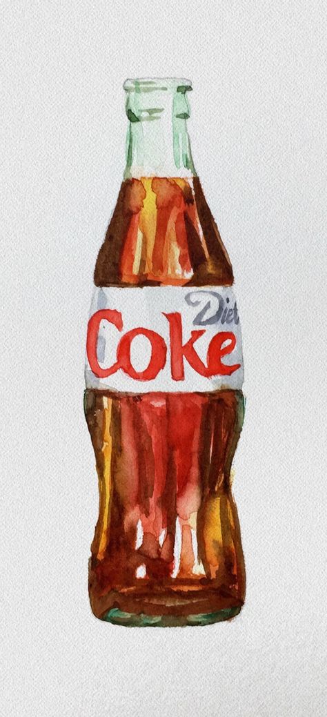 Diet Illustration, Watercolor Food, Food Painting, Cat Air, Diet Coke, Watercolor Art Lessons, Food Drawing, Art Inspiration Painting, Painting Art Projects