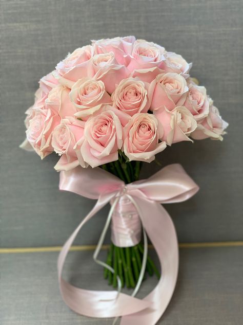 Pale pink rose bridal bouquet Light Pink Flower Bouquet Wedding, Pale Pink Rose Bouquet, Simple Wedding Flowers Bouquets, Wedding Bouquets Bride Pink, Engagement Flowers Bouquet, Pink Roses Bouquet Wedding, Baby Pink Bouquet, Pink Wedding Flowers Bouquet, Pink Roses Bridal Bouquet