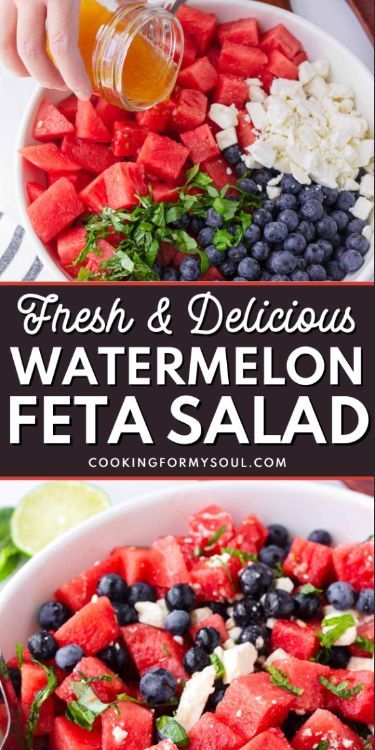 This Watermelon Feta Salad is the ultimate summer sensation! Enjoy the sweet crunch of watermelon, the savory tang of feta, and the fresh hints of basil and mint. Drizzled with a delicious honey-lime dressing, it's ideal for cookouts, picnics or just a refreshing snack. Easy to prep ahead, it's a hydrating, healthy treat for sunny days! Watermelon Salad Recipes, Snack Easy, Watermelon Feta Salad, Summer Salads With Fruit, Refreshing Snacks, Fresh Salad Recipes, Watermelon And Feta, Watermelon Salad, Lime Dressing