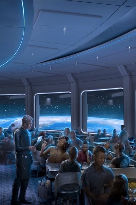 A Space-Themed Restaurant Is Coming to Epcot, and You Have to Be "Shot Into Orbit" to Get There Disney Worlds, Disney Tips, These Broken Stars, Dining Plan, Spaceship Interior, Sci Fi City, Space Artwork, Spaceship Design, Futuristic City