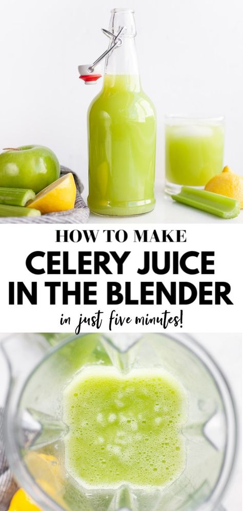 Make this easy, healthy, and simple celery juice recipe in the vitamix or blender (no need for juicers!) to enjoy as the best refreshing beverage, for skin, to detox, for weight loss, or just to get extra nutrients in the mornings, or during the day when you need some hydration! Celery Juice Recipe, Bee Family, Vitamix Recipes, Celery Juice, Healthy Juice Recipes, Creative Kitchen, Juice Recipe, Juice Recipes, Juice Cleanse