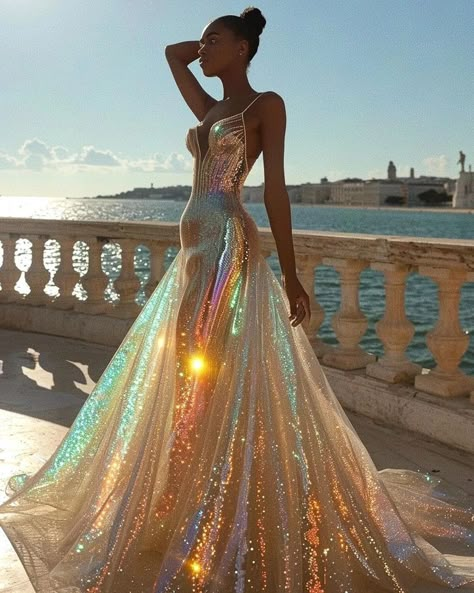 Coolest Dresses Ever, Princess Mermaid Dress, Iredesant Dress, Opalescent Wedding Dress, Meemaid Dress, Iridescent Dress Prom, Holographic Wedding Dress, Holographic Gown, Mermaid Themed Dress