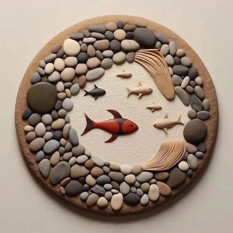 Portrait Art with Rocks. - Best Out of Waste Rock And Stone, Stone Pictures Pebble Art, Driftwood Art Diy, Stone Wall Art, Diy Rock Art, Pebble Art Family, Deco Nature, Origami Crafts Diy, Rock Painting Designs