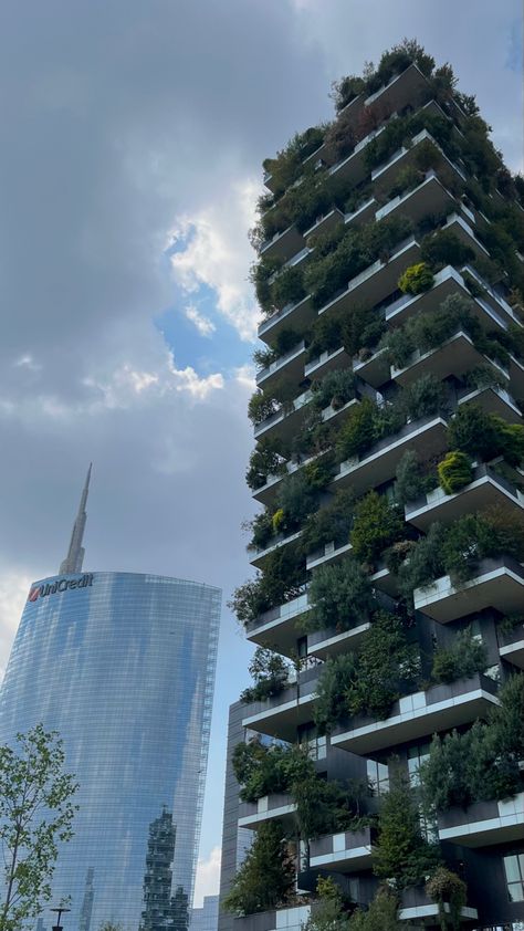 #aesthetic #building #nature #plants #skyscraper #skyline #moderndesign #city #cityscape #citylife Skyscraper Aesthetic, Rooftop City, Aesthetic Building, City Nature, Destination Unknown, Building Aesthetic, Forest City, Social Space, Story Board