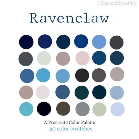 Ravenclaw Colors, Procreate Palettes, Harry Potter Colors, Palettes Color, Procreate Color Palette, Ravenclaw Aesthetic, Procreate Ipad Art, Color Palette Challenge, Color Schemes Colour Palettes