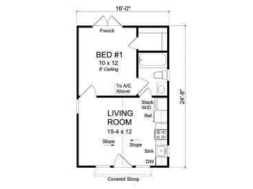 Floor Plan, 059H-0218 14x28 Floor Plan, 16 X 48 Floor Plans Layout, 16x24 Floor Plans With Loft, 16x24 Floor Plans 2 Story, 16 X 50 Cabin Floor Plans, 12x40 Floor Plan Layout Cabin, French Bed, Off Grid Cabin, Tiny House Floor Plans