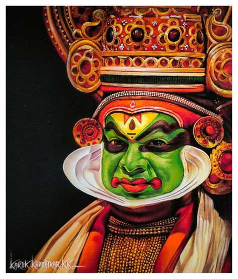 Portrait Rangoli For Competition, Theyyam Painting Acrylic, Hyper Realistic Colour Pencil Drawings, Kadakali Drawing, Kadhakali Paintings On Canvas, Kadakali Painting, Kadhakali Photography, Kadhakali Paintings, Kathakali Painting On Canvas