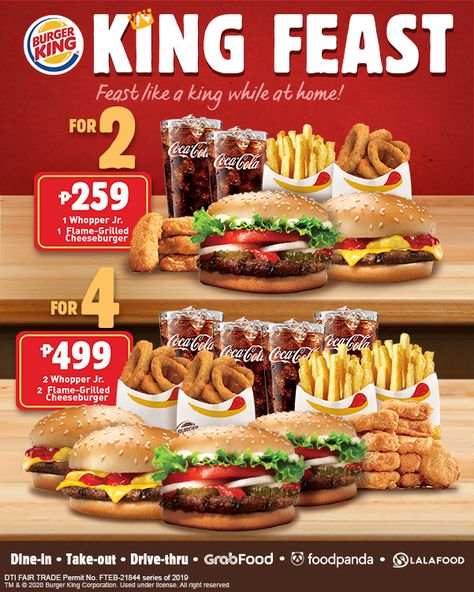 Burger King's KING FEAST MEAL PROMO until December 2020 King Cod, Japanese Food Menu, Thanksgiving Deals, Burger Specials, Grab Food, Fast Food Menu, Bacon Burger, Food Content, Delicious Burgers