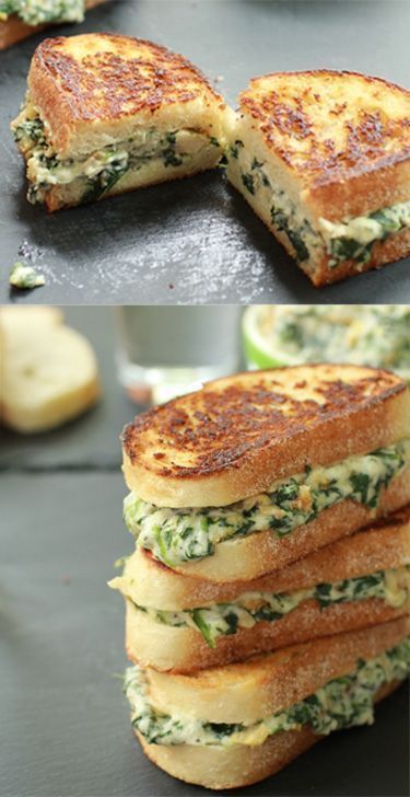 Spinach and Artichoke Grilled (Vegan) Cheese #vegan #grilled #cheese Artichoke Grilled Cheese, Artichoke Grilled, Recept Sandwiches, Resep Sandwich, Making Grilled Cheese, Cambodian Food, Think Food, Deilig Mat, Spinach Artichoke