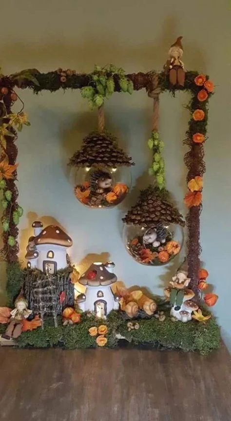 Christmas Diorama, Pine Cone Art, Fairy House Diy, Fairy Garden Designs, Hand Crafts For Kids, Diy Decor Ideas, Autumn Crafts, Home Diy Decor, Fairy Garden Diy