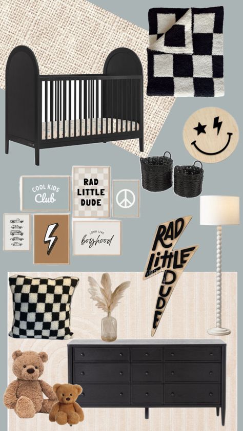 #raddude#cooldude#boynursery#boysroom#pastelblueroom#checkerdecor#checkeredroom#blackandwhitenursery#blackcrib#nurseryideas#boyvibe Checkered Nursery, Checkered Blanket, Nursery Accent Wall, Toddler Boy Room Decor, Framed Signs, Baby Nursery Inspiration, Blanket Pillow, Baby Boy Room Decor, Kids Bedroom Inspiration