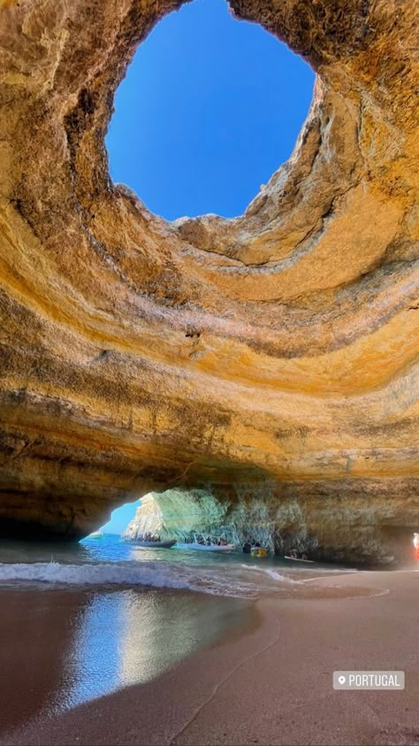 Portugal Cave Beach, Bengali Cave Portugal, Ocean Cave Aesthetic, Beaches In Portugal, South Of Portugal, Portugal Aesthetic Albufeira, Benagil Cave Portugal, Summer In Portugal Aesthetic, Portugal Travel Aesthetic