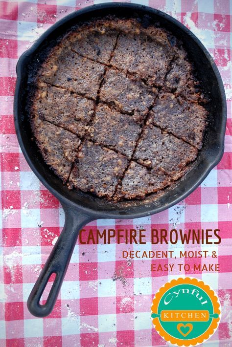 Easy to make; Moist - with the help of butter and O' Darbys Irish Cream, rich and decadent Campfire Brownies, with a crispy bottom. Cooked at a high altitude area, particularly in the Canadian Rocky Mountains  - Powered by @ultimaterecipe Campfire Brownies, Summer Food Recipes, Skillet Brownie, Best Bbq Recipes, Moist Brownies, Chocolate Blondies, Campfire Desserts, Best Brownie Recipe, Power Of Intention