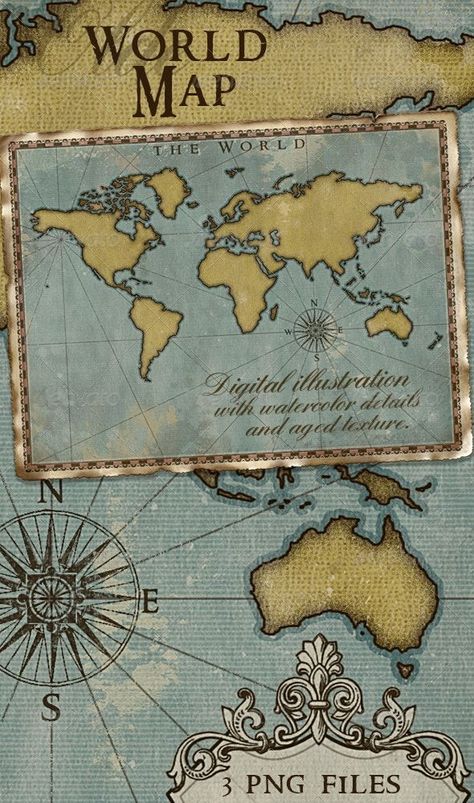 World Map; Vintage Style Artistic, #Map, #Sponsored, #World, #Vintage, #Artistic, #Style Map Of Continents, World Map Vintage, Ipad Journal, Rat Tattoo, Navigation Map, Watercolor Patterns, Hand Drawn Map, Map Vintage, Graphics Layout