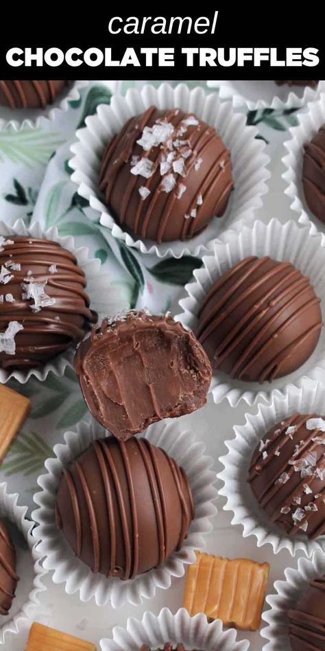 Chocolate Dipped Truffles, Caramel Treats Easy, Cream Filled Chocolate Candy Recipes, Chips Ahoy Truffles, Mint Chocolate Chip Truffles, Easy Truffle Recipes 3 Ingredients, Chocolate Ganache Truffles Recipe, Carmel Turtles Homemade, Homemade Chocolate Treats