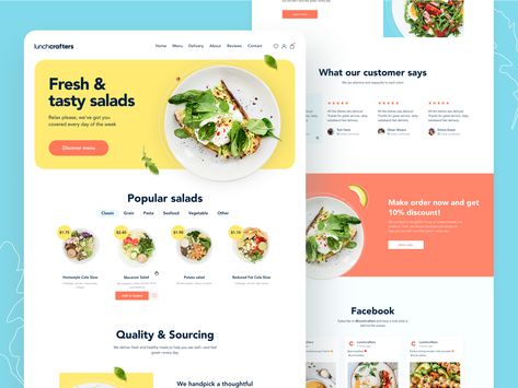 Lunchcrafters healthy food - Website Food Website Layout, Product Web Design, Food Delivery Website, Healthy Website, Food Website Design, Webpage Layout, Dessert Restaurant, Digital Product Design, Food Web Design