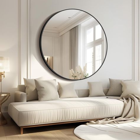 Amazon.com: Mirrorize Round Mirror 30" for Living Room Wall Decor, Decorative Circle Mirror, Bathroom Vanity Mirror, Farmhouse Large Circular Mirror for Entryway : Home & Kitchen Circle Mirror Bathroom, Circle Mirrors, Mirror For Entryway, Circle Wall Mirror, Round Bathroom Mirror, Mirror Farmhouse, Wall Entryway, Black Round Mirror, Mirror Circle