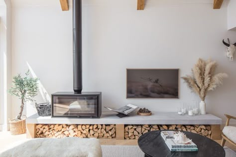 For Sale: Evening Hill, Poole, Dorset | The Modern House Beach Fireplace, Bright Hallway, Wall Stove, Log Burning Stoves, Wood Stove Fireplace, Modern Extension, Beautiful Home Designs, The Modern House, Home Fireplace