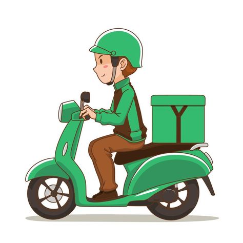 Menu Design Ideas, Guy Cartoon, Food Character, Green Motorcycle, Picture Cartoon, Foto Macro, Delivery Guy, Business Card Logo Design, Grab Food