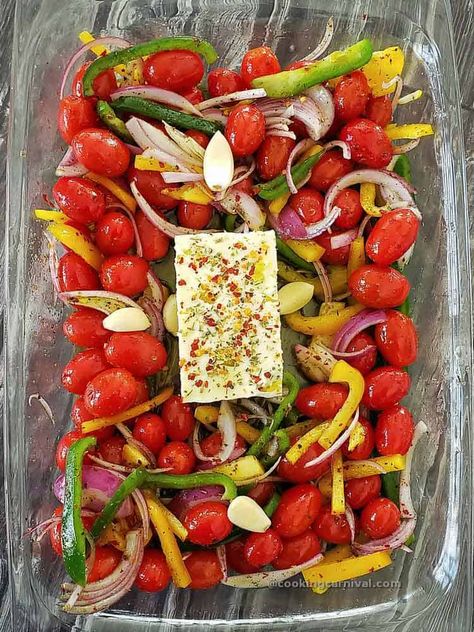 Pasta Tiktok, Pegan Diet, Baked Feta Pasta, Baked Feta, Baked Tomatoes, Feta Pasta, Veggie Pasta, Recipes For Two, Roasted Cherry Tomatoes