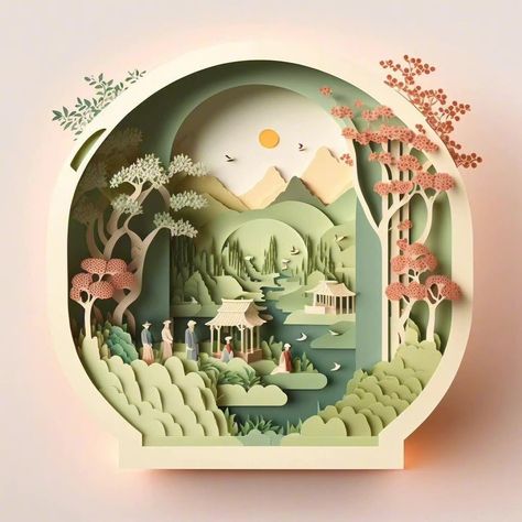 3d Paper Illustration, Paper Craft Art, Paper Cutout Design, 3d Art Ideas, Paper Cut Out Art, 3d Art Work, Dimensional Artwork, Paper Diorama, Layered Paper Art