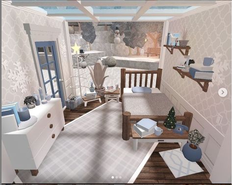 Bloxburg Bed, Winter Room, Bloxburg Bedroom, Modern Family House, Blocksburg Room Ideas￼, Tiny House Bedroom, Winter Bedroom, House Decorating Ideas Apartments, Small House Layout