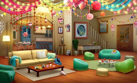 Anime House, Episode Interactive Backgrounds, Anime Places, Birthday Party Background, Episode Backgrounds, Fantasy Background, Party Room, Scenery Background, Living Room Background