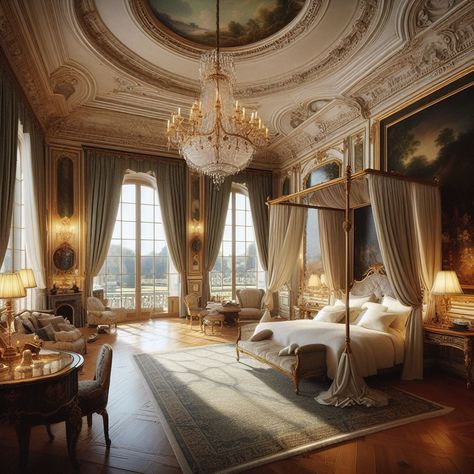 Palace Bedroom Royal Dark, Royal Suite Room Hotel, Baroque Bedroom Aesthetic, Regency Era Bedroom, Victorian Mansion Interior Bedrooms, Victorian Era Bedroom, Manor Room, Palace Bedroom, Bedroom Royal