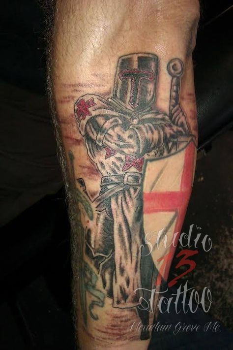 #tattoo #knight #templar #religious #shield #sword #armour #studio13tattoomo Maltese Knight, Knights Templar Tattoo, Tattoo Knight, Templar Tattoo, Knight Tattoos, Shield Tattoo, Helmet Tattoo, Knight Tattoo, Armor Tattoo