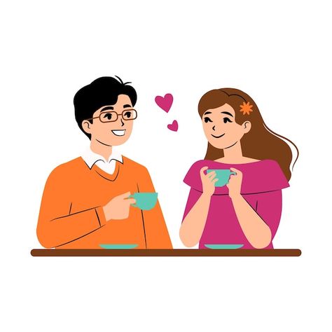 Happy couple in love having tea or coffe... | Premium Vector #Freepik #vector #man #lovely #leisure #colorful Wonderful Wednesday, Man Illustration, Couple In Love, Psd Icon, Tea Or Coffee, Iconic Photos, Couple Cartoon, Couples In Love, Happy Couple