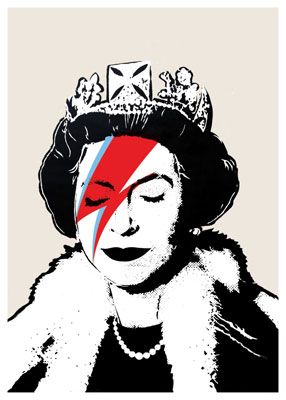 the queen as david bowie street art Arte Punk, Banksy Art, Pop Culture Art, Unframed Art Prints, Foto Art, Graffiti Artist, Street Artists, Unframed Art, Art Plastique