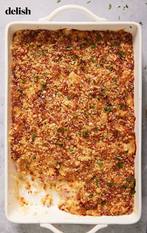 Chicken Cordon Bleu Casserole Is SO CozyDelish Chicken Cordon Bleu Casserole Recipe, Easy Chicken Cordon Bleu, Cordon Blue, Cordon Bleu Casserole, Chicken Cordon Bleu Casserole, Chicken Kiev, Chicken Cordon, Leftover Ham, Cheesy Sauce