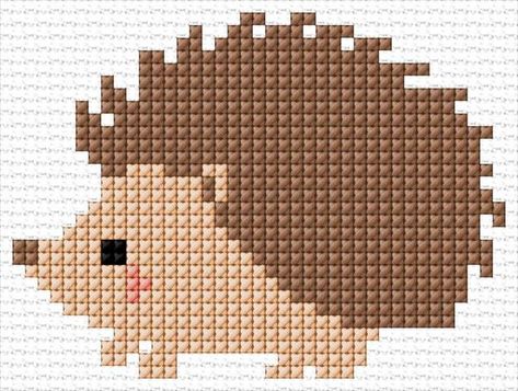 Cross Stitch Cute Animals, Cross Stitch Hedgehog, Hedgehog Cross Stitch Pattern Free, Cute Animal Cross Stitch Patterns, Animals Cross Stitch, Hedgehog Alpha Pattern, Easy Cross Stitch Patterns Free Simple, Animal Cross Stitch, Cross Stitch Pattern Free