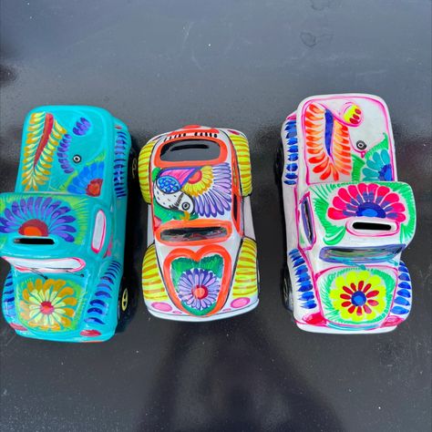 Clay Coin Bank, Clay Piggy Bank, Vw Buggy, Buggy Car, Ceramic Car, Baked Clay, Mexican Ceramics, Baking Clay, Coin Bank