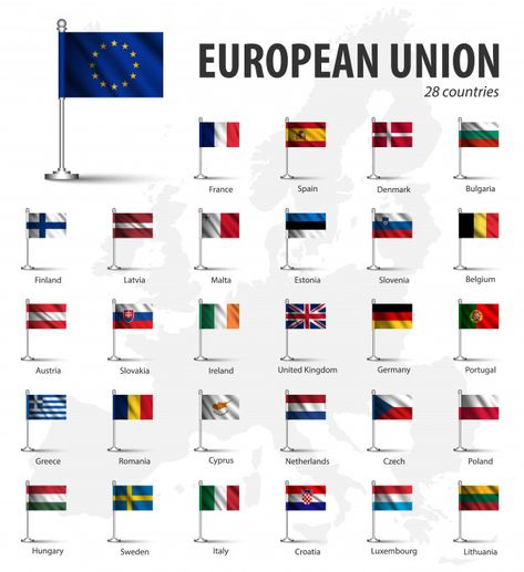 European Union Map, European Union Countryhumans, Croatian History, World Country Flags, European Flags, Swimming Pictures, All European Countries, Global Map, Countries And Flags