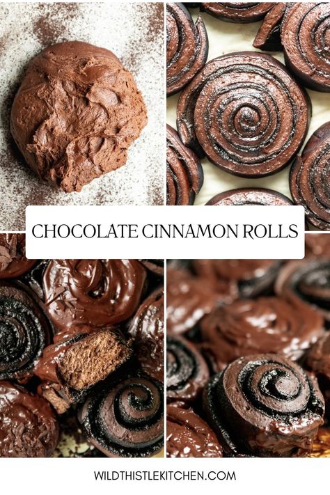 Make these triple Chocolate Cinnamon Rolls for the chocolate lovers in your life! These rolls are the definition of indulgence and are such a fun spin on traditional cinnamon rolls. A chocolate dough filled with a rich chocolate filling and topped off with a gooey chocolate glaze - they are truly a chocolate lover's dream come true! #chocolatecinnamonrolls #chocolatesweetrolls Hot Chocolate Rolls, Hot Chocolate Cinnamon Rolls, Cinnamon Rolls With Chocolate, Chocolate Rolls, Chocolate Cinnamon Rolls, Chocolate Cinnamon Rolls Homemade, Chocolate Strawberry Cinnamon Rolls, Chocolate Sourdough Cinnamon Rolls, Easy Sticky Buns With Rhodes Rolls